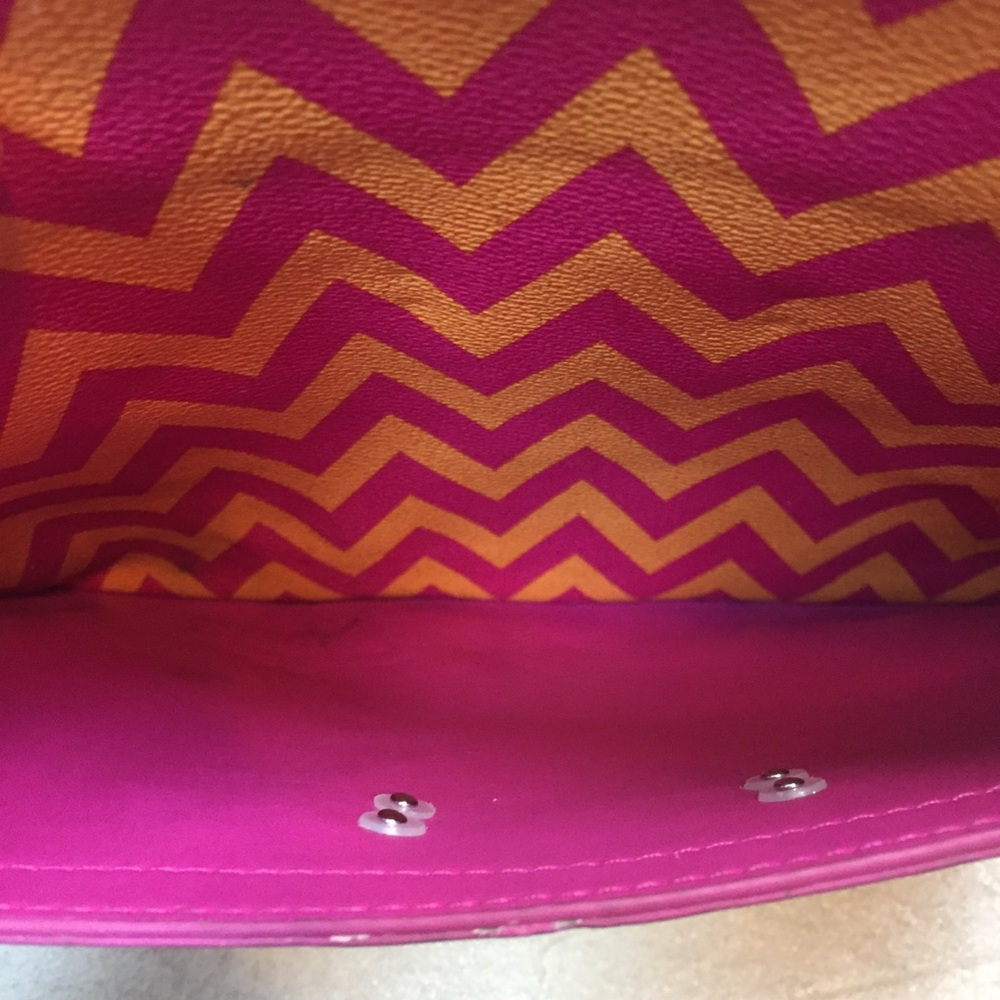 Vera Bradley Purse Ziggy Zags Pink Orange Chevron - Picture 4 of 6